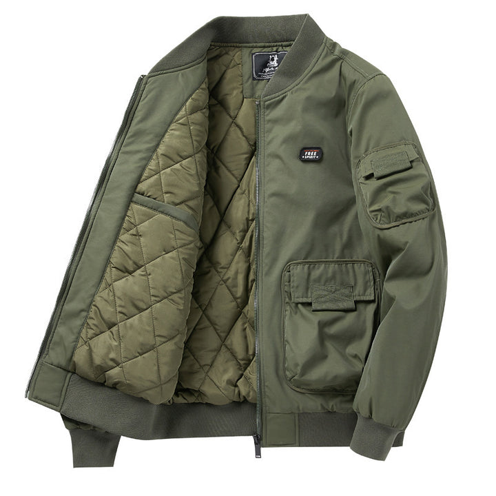 Herren Kurz geschnittener Utility-Bomber mit Multifunktionstaschen und geripptem Bund Echoarchiv