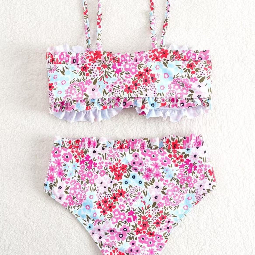 Damen Bikini-Set mit fröhlichem Blumenmuster und gerafftem Bustier Echo Archiv