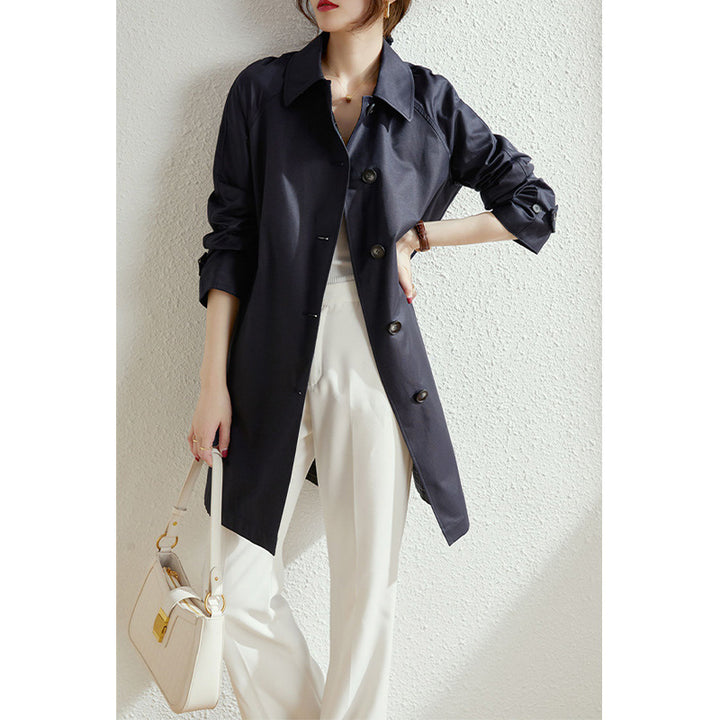 Damen Modische Trenchjacke mit stilvollem Kragen und praktischen Taschen Echoarchiv