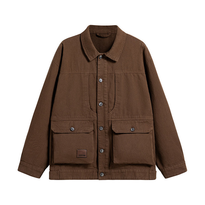 Herren Canvas-Utility Overshirt mit großen Pattentaschen und entspanntem Schnitt Echo Archiv