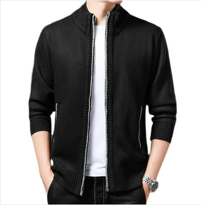 Herren lässige Strickjacke mit hohem Kragen und praktischem Reißverschluss Echoarchiv