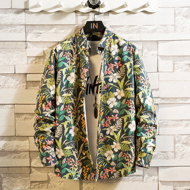 Herren nan florales Freizeit-Hemd mit Kentkragen, durchgehender Knopfleiste und leichtem Baumwollmix Echo Archiv