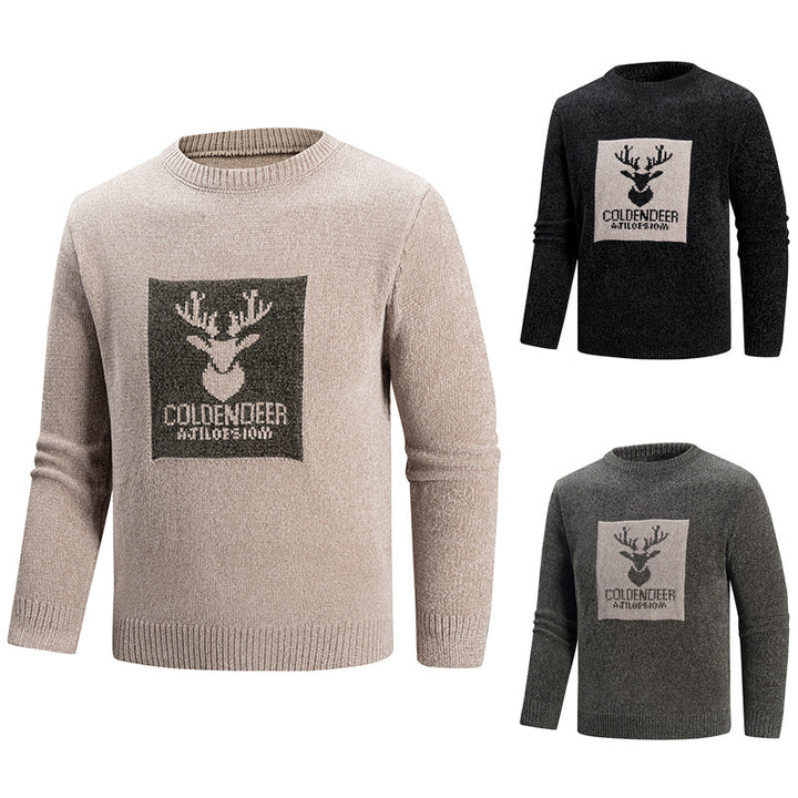 Herren Rundhalspullover mit kreativem Grafikdesign Echoarchiv