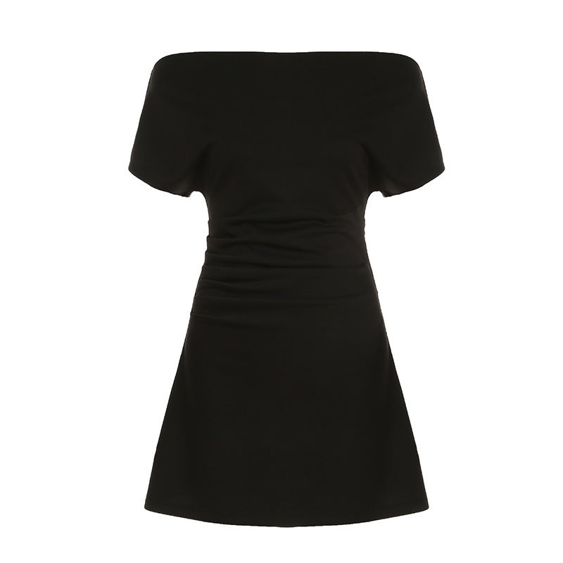 Damen Elegantes Kleid mit asymmetrischem Ausschnitt und Raffung Echo Archiv
