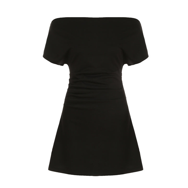 Damen Elegantes Kleid mit asymmetrischem Ausschnitt und Raffung Echo Archiv