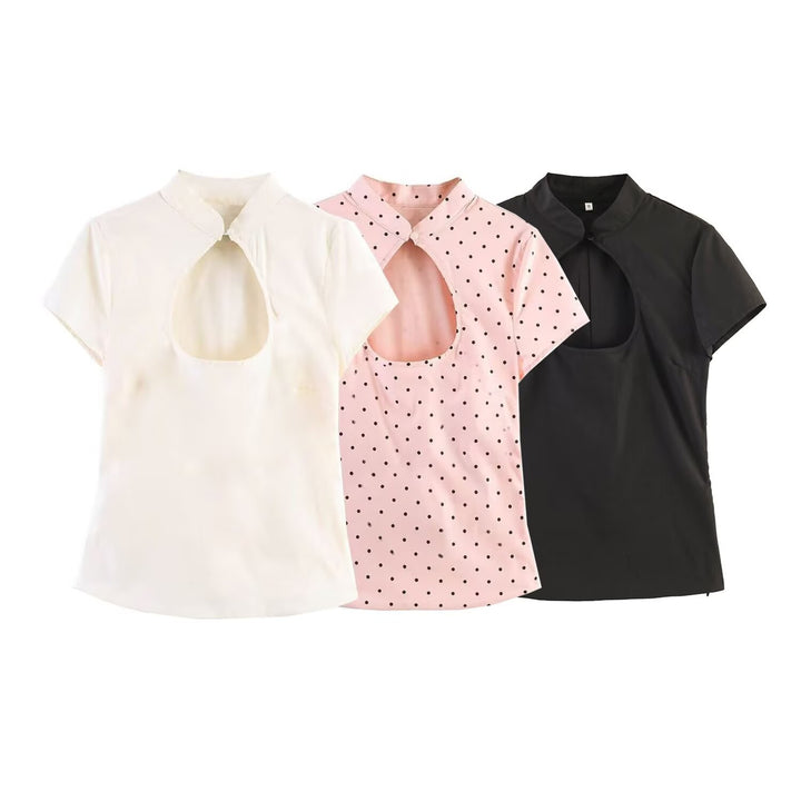 Damen Bluse mit innovativem Ausschnitt und elegantem Kragen Echo Archiv
