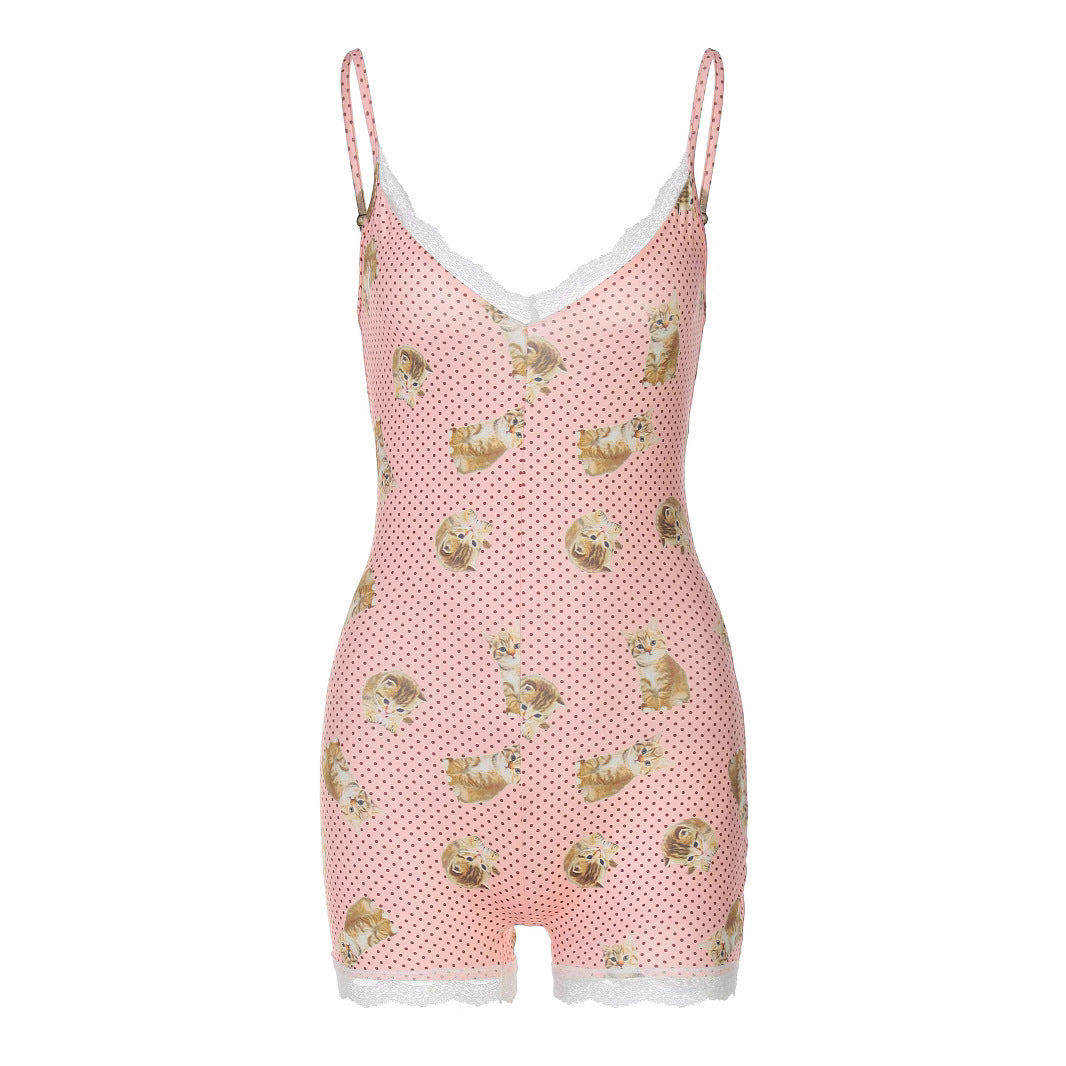 Damen sexy Overall mit Leopardenmuster Echo Archiv
