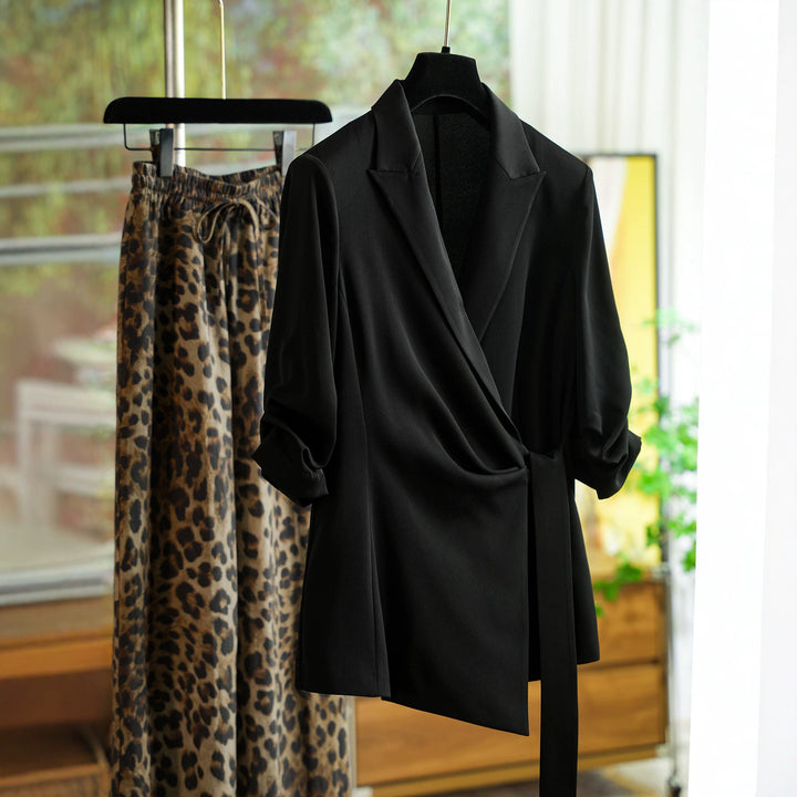 Damen Modische Wickelblazer-Jacke Echoarchiv