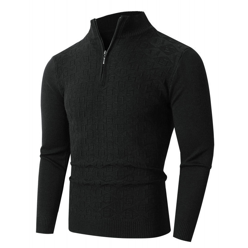 Herren hochwertiger Strickpullover mit halbem Reißverschluss Echoarchiv