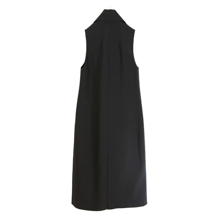 Damen Ärmellose A-Linien Longweste im Oversized Tailoring mit Schalkragen Echoarchiv