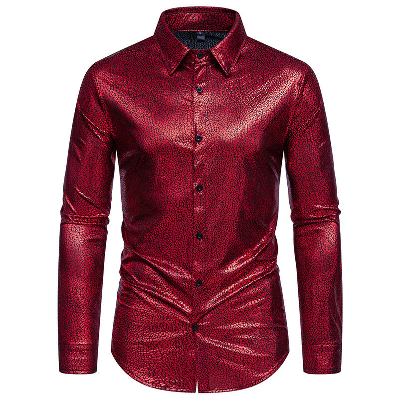 Herren Glänzendes Langarmhemd mit extravagantem Design Echoarchiv