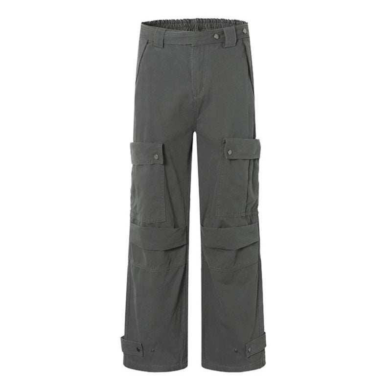 Damen weite Cargo-Culottehose mit hohem Bund, elastischem Taillenpass und Multi-Taschen Echoarchiv