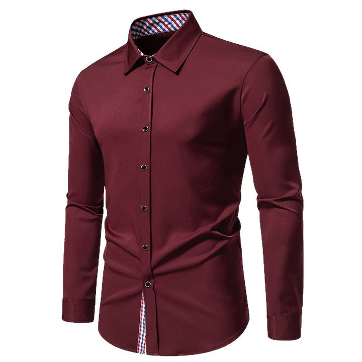 Herren elegantes Langarmhemd mit modernen Karodetails Echoarchiv