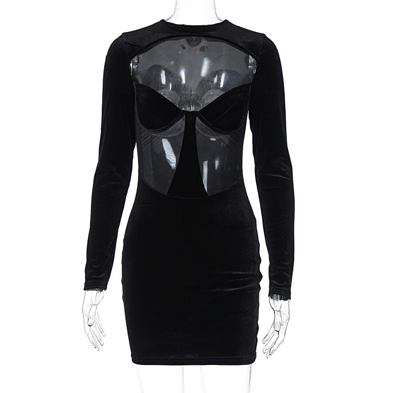Damen Körperbetontes Kleid mit transparenten Einsätzen Echo Archiv