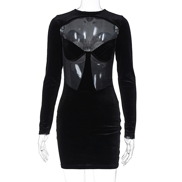 Damen Körperbetontes Kleid mit transparenten Einsätzen Echo Archiv