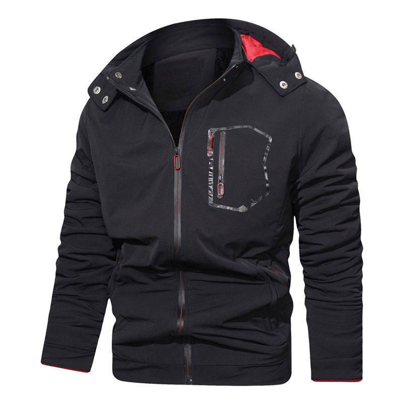 Herren leichte Softshell-Kapuzenjacke mit wasserabweisender Brusttasche und verdecktem Reißverschluss Echoarchiv