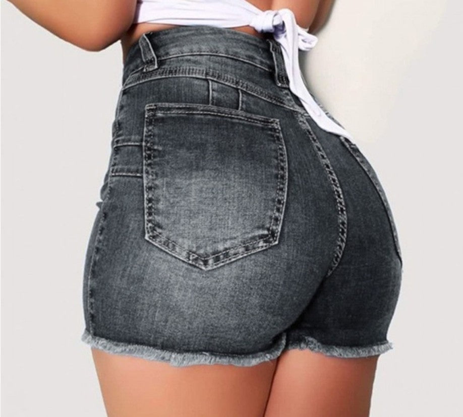 Damen hoch taillierte Denim-Shorts im modernen Vintage-Stil Echo Archiv