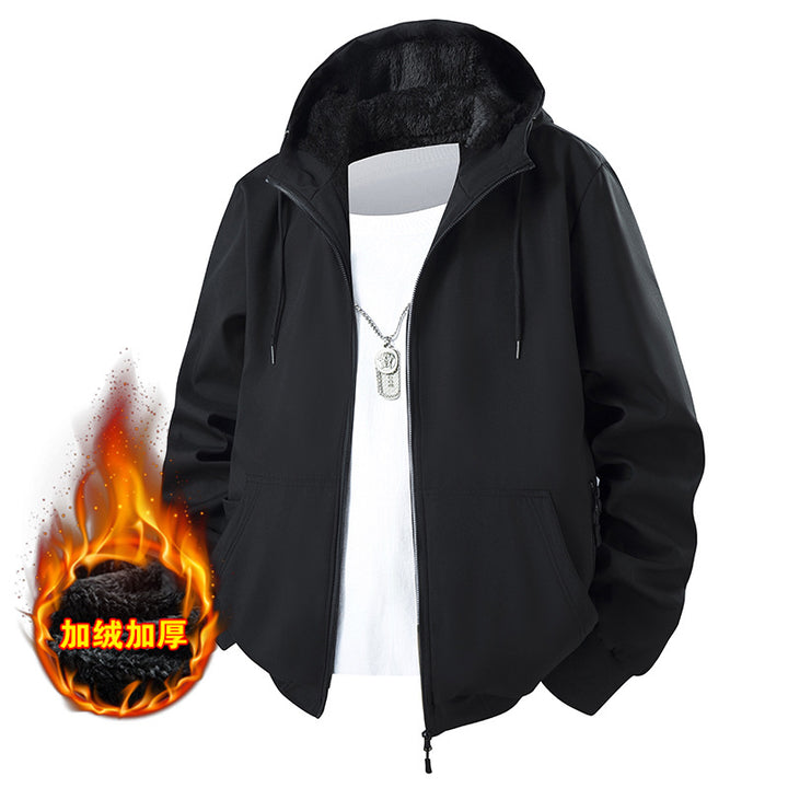 Herren Kapuzenjacke mit Teddyfutter, windabweisendem Außenstoff und geradem Schnitt Echo Archiv