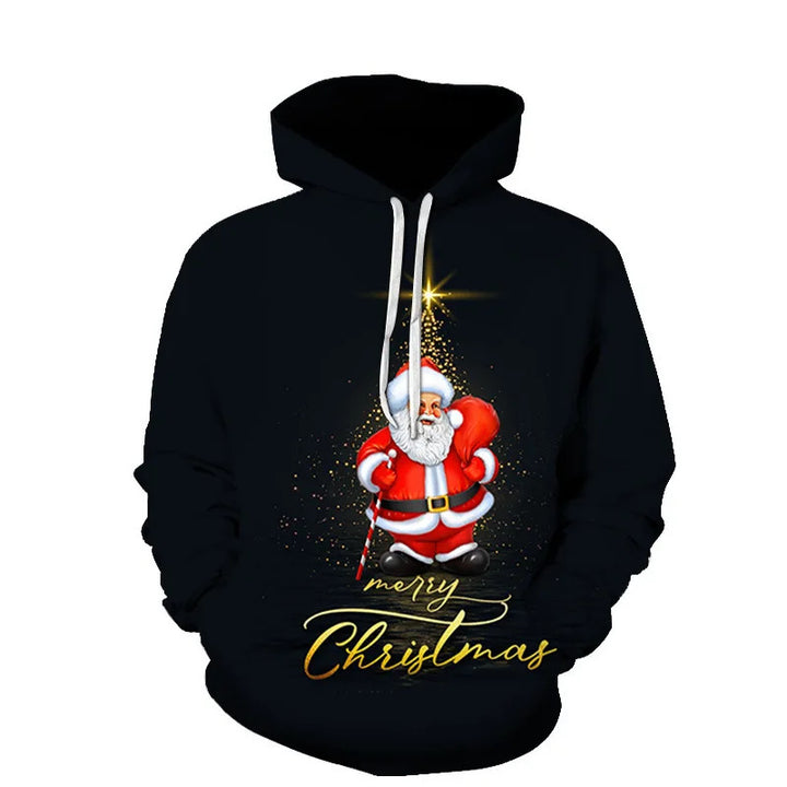 Damen Verspielter Weihnachts-Kapuzenpullover mit buntem Motiv Echoarchiv