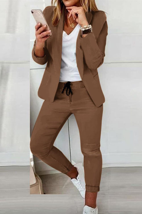 Damen nan zweiteiliges Blazer-Jogger-Set mit tailliertem Blazer und elastischer Bundhose Echo Archiv