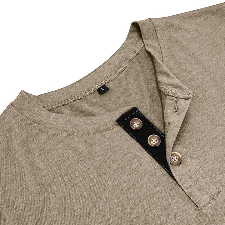 Herren Langarm-Henley-Shirt mit modischen Knöpfen Echoarchiv