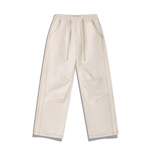 Damen Weite Denim-Cargo-Culotte mit elastischem Bund und Kontraststeppung Echoarchiv