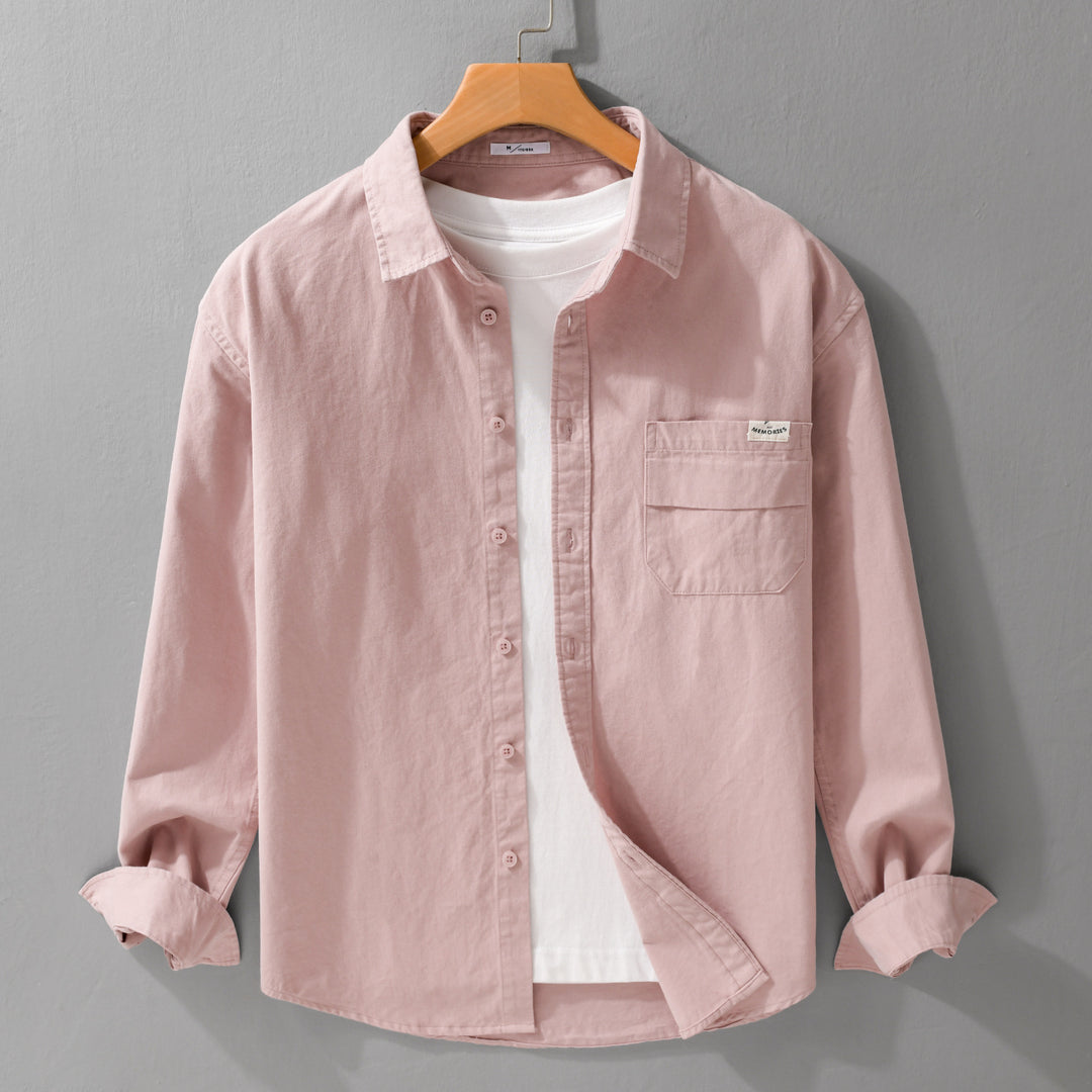 Herren Leichtes Baumwoll-Overshirt mit Kentkragen, Brusttasche und Relaxed-Fit Echoarchiv