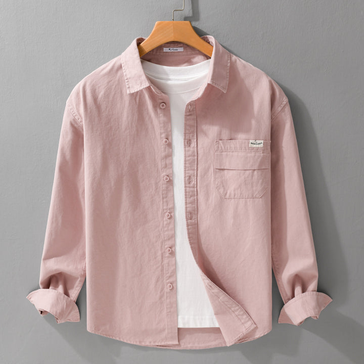 Herren Leichtes Baumwoll-Overshirt mit Kentkragen, Brusttasche und Relaxed-Fit Echoarchiv