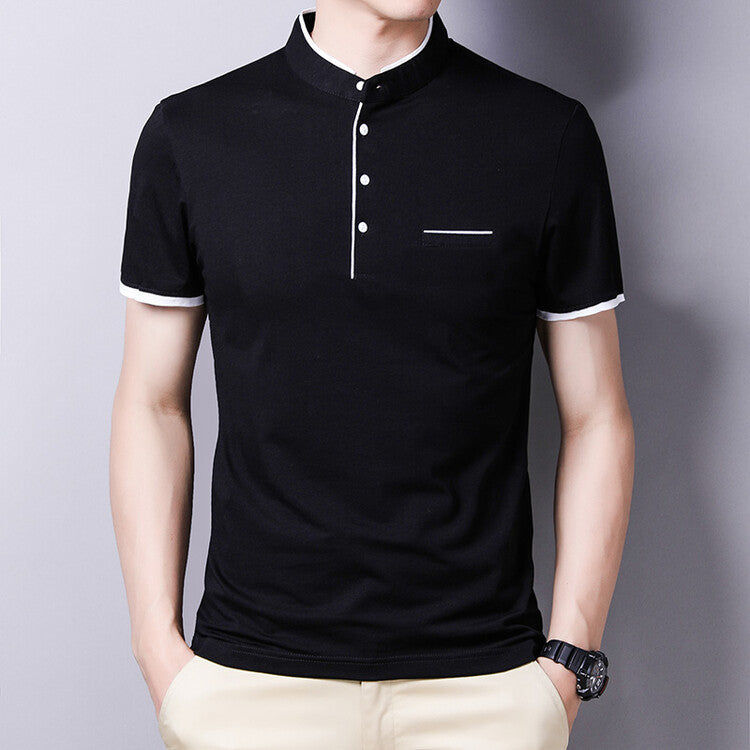 Herren Poloshirt mit modernem Stehkragen und feinen Kontrastdetails Echoarchiv