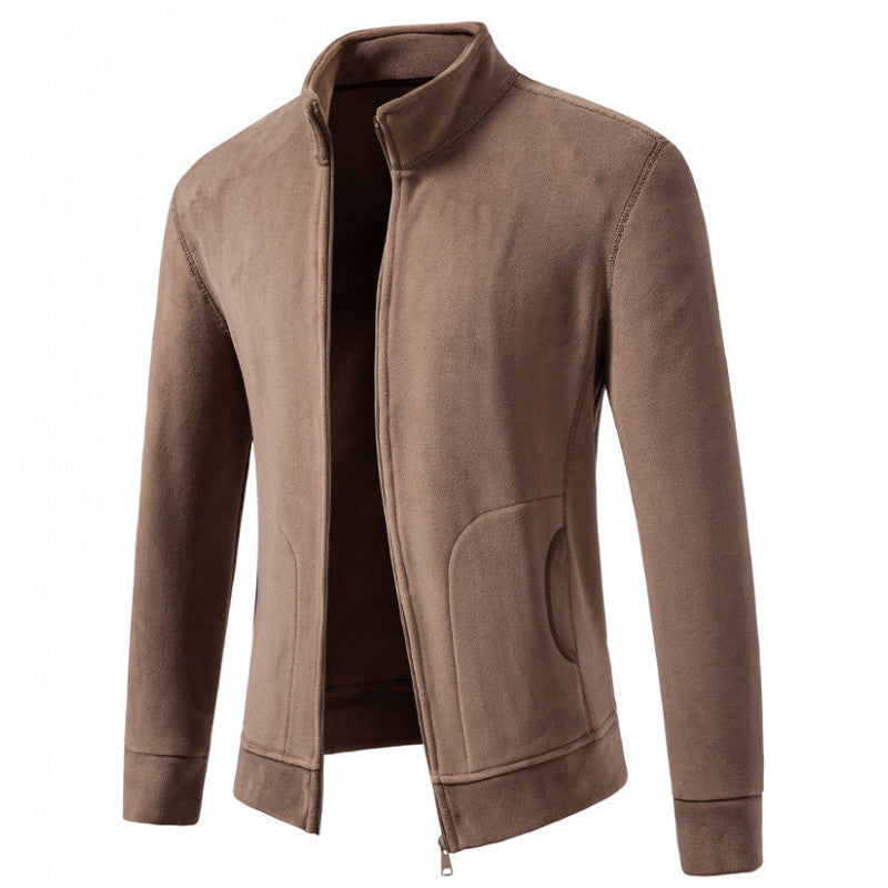 Herren Slim-Fit Fleecejacke mit Stehkragen, durchgehendem Reißverschluss und Eingrifftaschen Echo Archiv