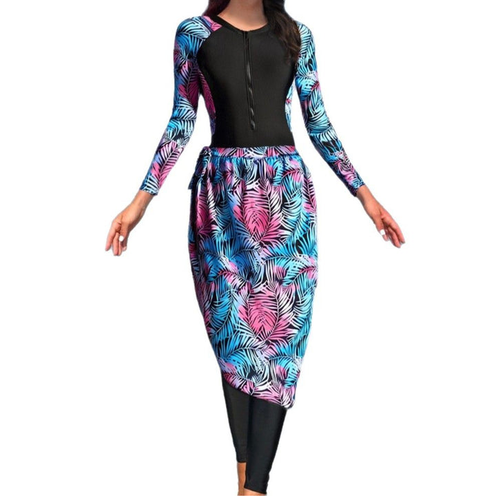 Damen Modischer UV-Schutz-Schwimmanzug mit langen Ärmeln und elegantem Rock Echo Archiv