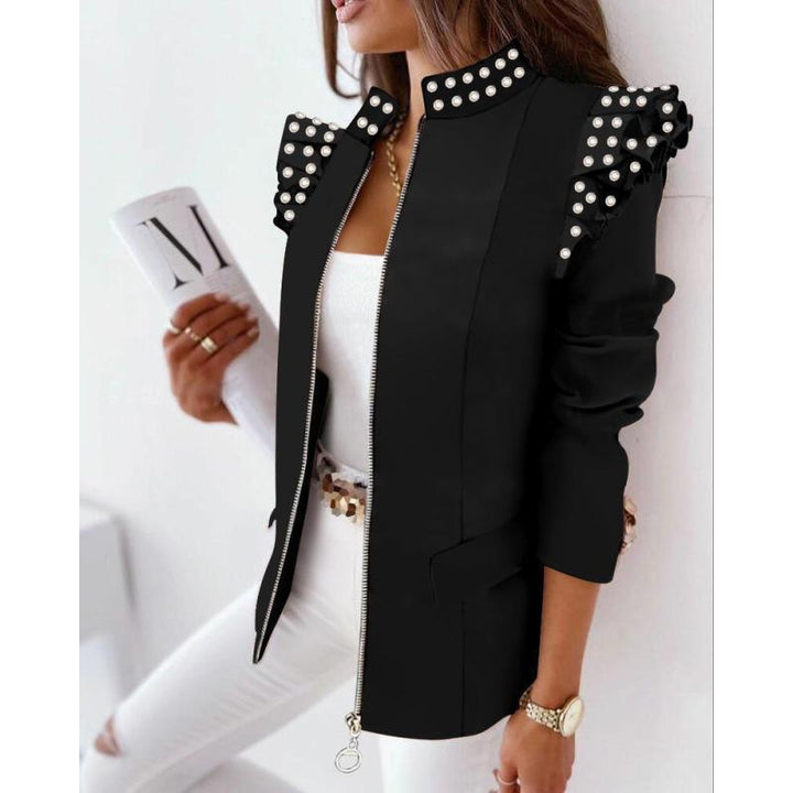 Damen Leoprint-Statement-Jacke mit Rüschen-Schulter und Reißverschluss Echo Archiv
