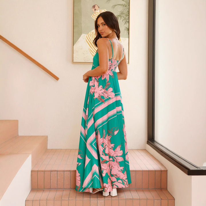 Damen Maxikleid mit elegantem floralem Design und schmalen Trägern Echo Archiv
