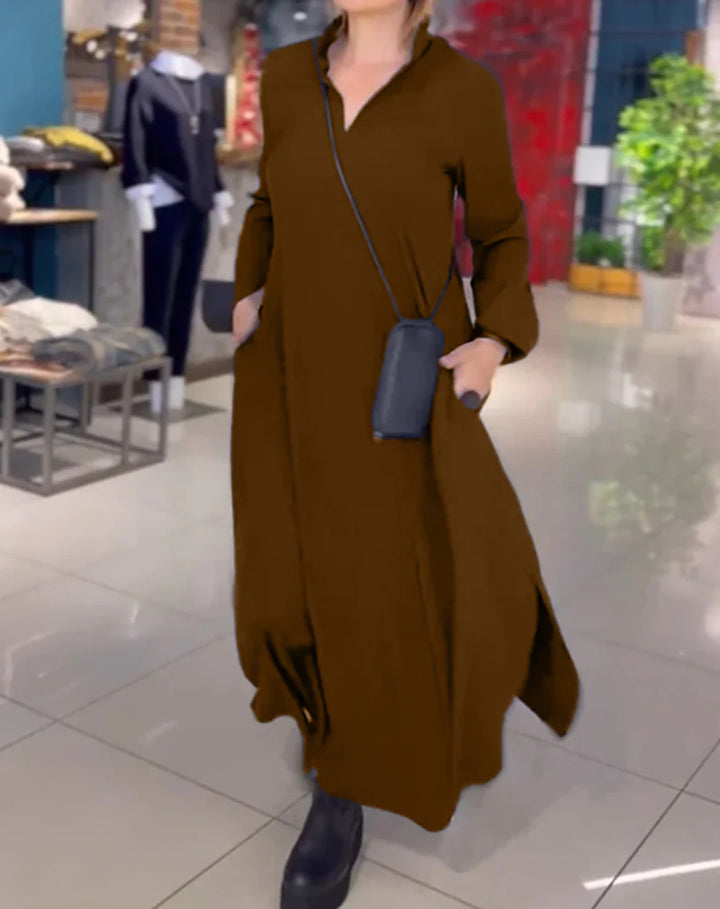 Damen nan weites Maxikleid mit Seitenschlitzen und Eingrifftaschen Echo Archiv