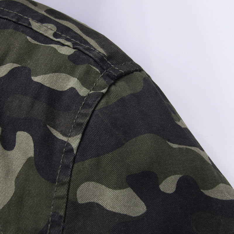 Herren leichte Camouflage Feldjacke mit Kapuze, Kordelzug und Multifunktions‑Taschen – Taviero
