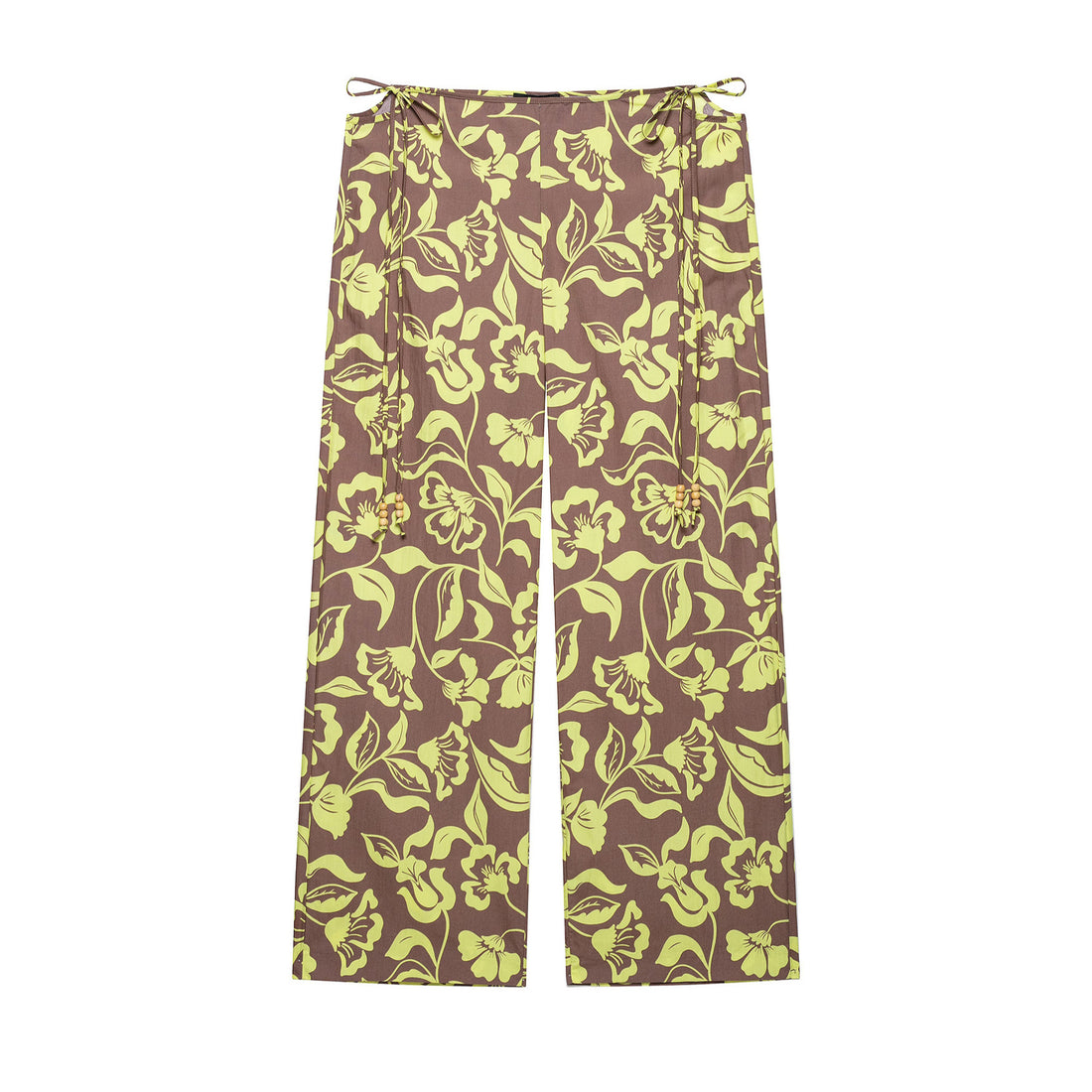 Damen Weite Palazzohose mit hohem Bund, Tunnelzug und floralem Allover-Print Echoarchiv