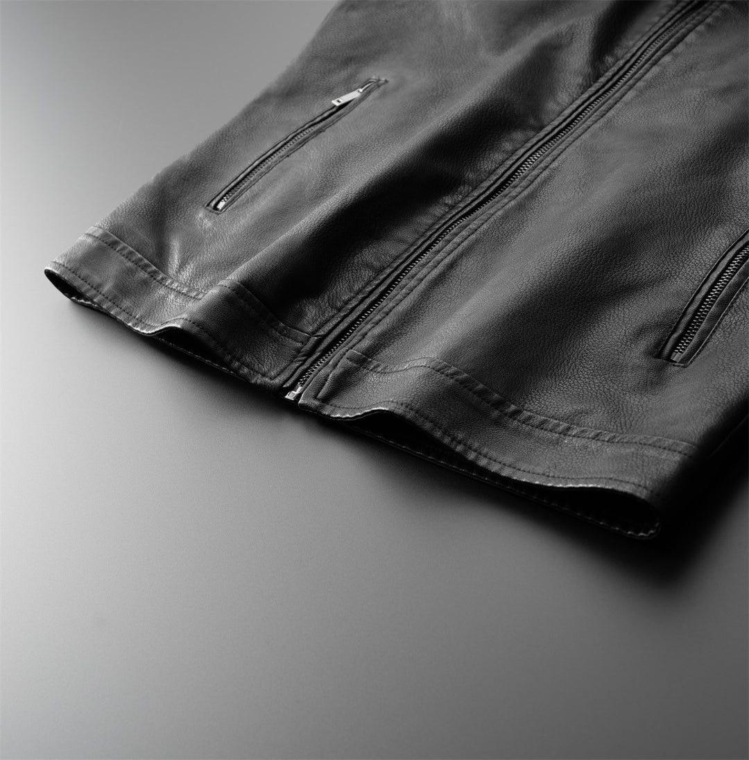 Herren Modische Lederjacke mit Steppnähten Echo Archiv