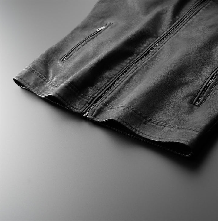 Herren Modische Lederjacke mit Steppnähten Echo Archiv