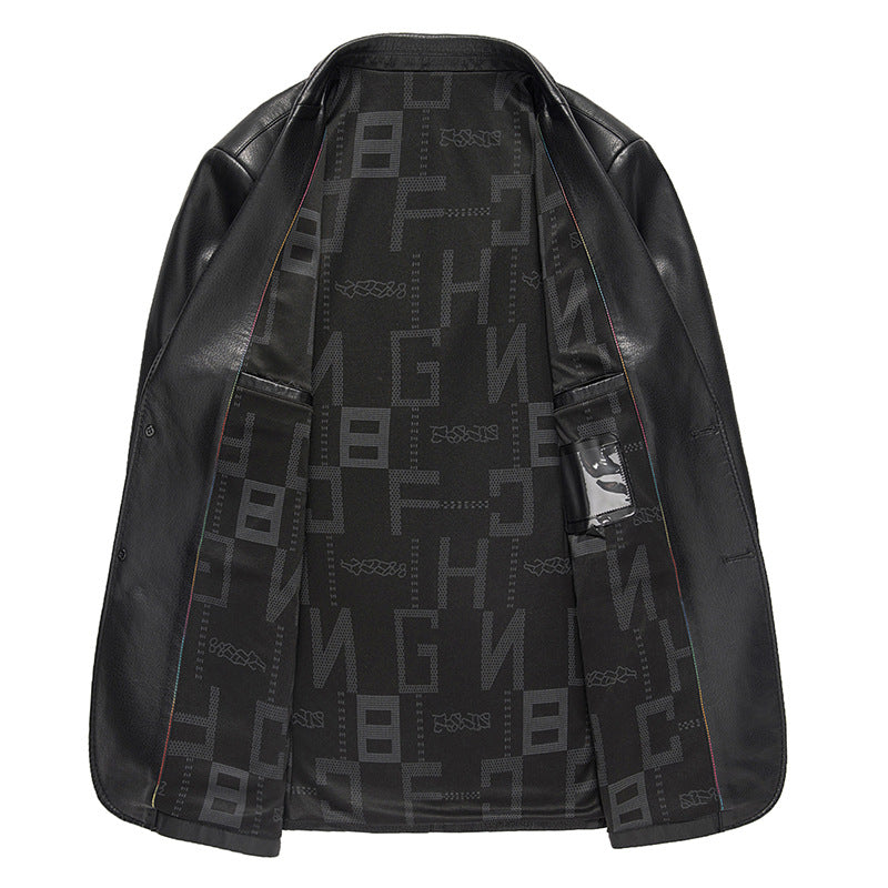 Herren eleganter Kunstlederblazer mit modernem Schnitt Echoarchiv