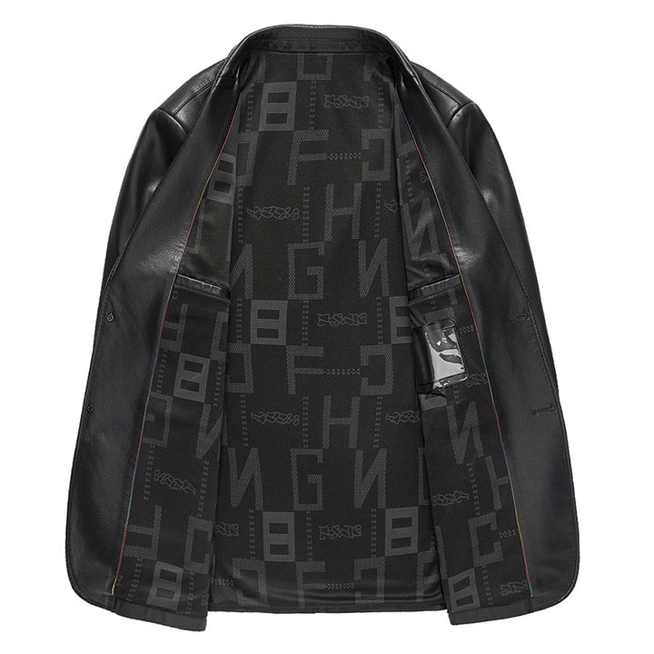 Herren eleganter Kunstlederblazer mit modernem Schnitt Echoarchiv