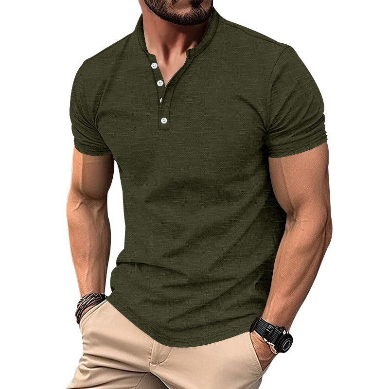 Herren Kurzarm-Henley-T-Shirt mit hochwertigem, atmungsaktivem Baumwollmix Echoarchiv