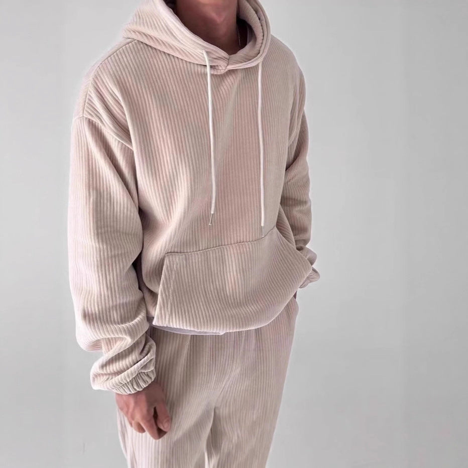 Herren Kuscheliger Hoodie mit Rippstruktur und praktischer Kängurutasche Echoarchiv