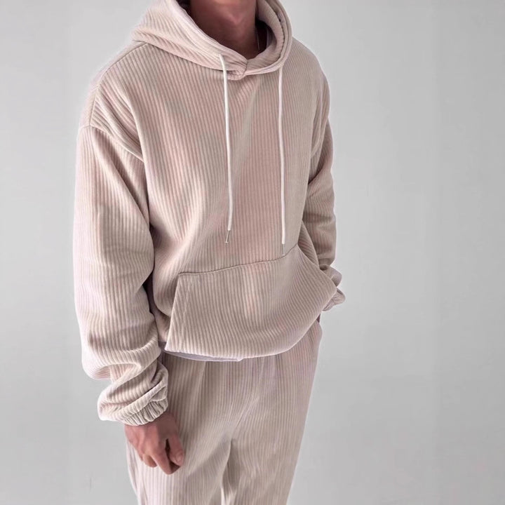 Herren Kuscheliger Hoodie mit Rippstruktur und praktischer Kängurutasche Echoarchiv