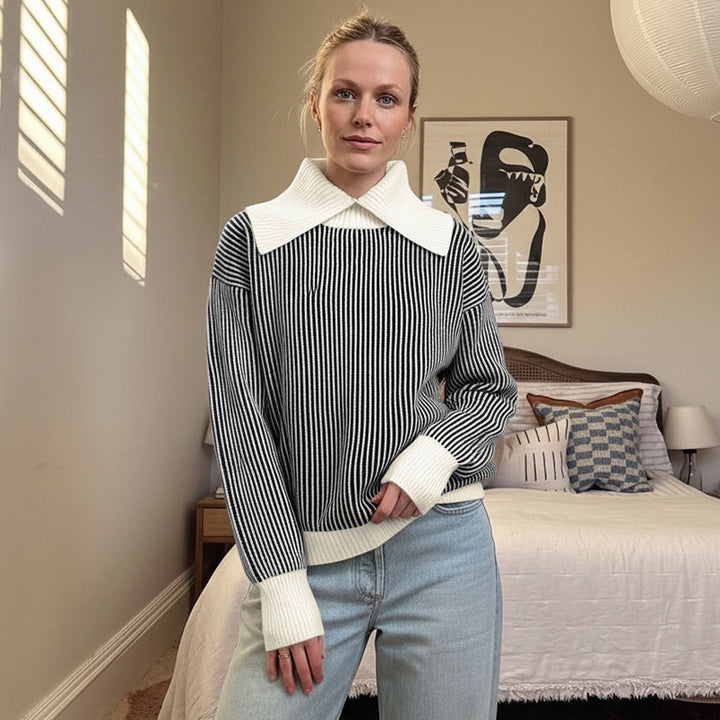 Damen Oversized Pullover mit Kragen Echo Archiv