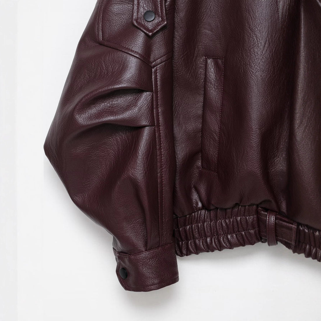 Damen Oversized Lederjacke im Bomberstil mit Taillengürtel Echoarchiv