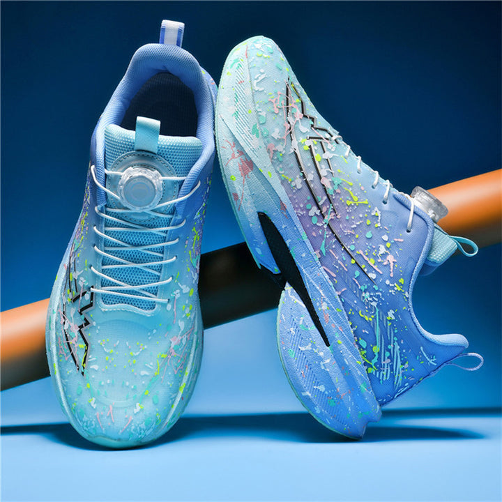 Unisex künstlerische Laufsneaker mit Spritzlack‑Design, reaktiver Hohlkern‑Dämpfung und Drehverschluss – Tavélo