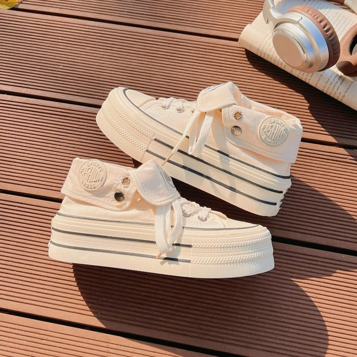Damen Hochplatform Sneakers mit modischem Stoff-Obermaterial und lockerer Schnürung Echo Archiv