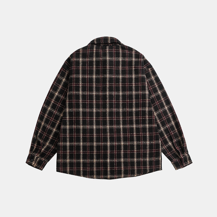 Unisex Oversize Karo-Hemdjacke im Boxy-Cut mit aufgesetzter Brusttasche und Soft-Flanell Echoarchiv