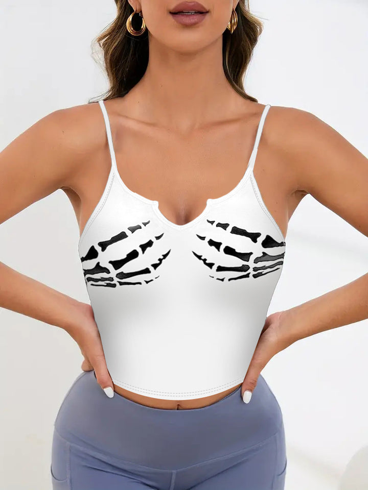 Damen Sportliches Crop-Top mit kreativem Skelett-Design Echo Archiv