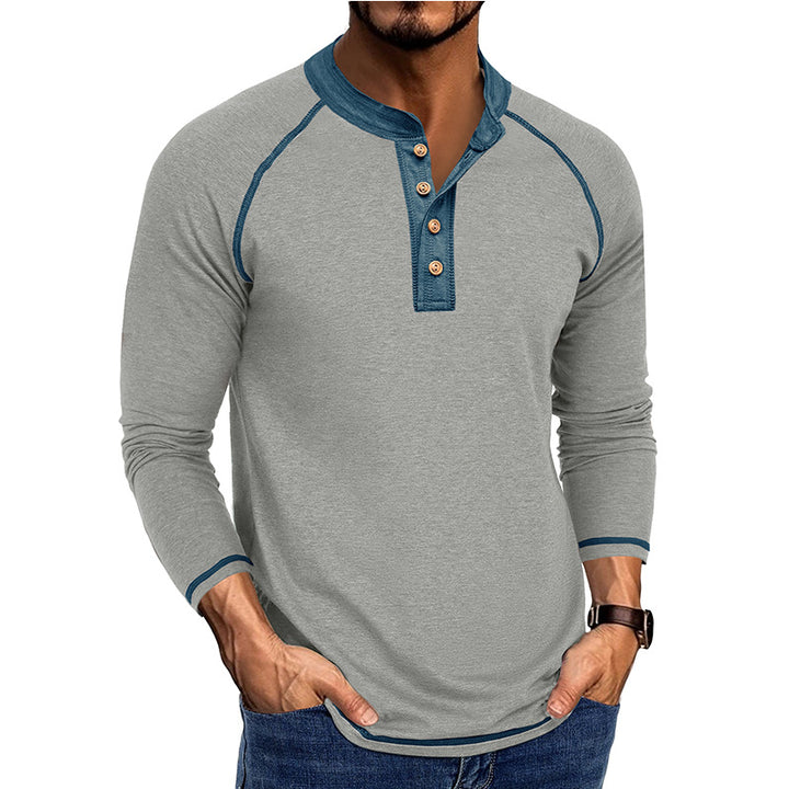 Herren Langarm-Henley-Shirt mit stilvollen Knopfdetails und atmungsaktivem Material Echoarchiv